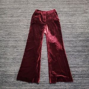 Veronica Beard Size 4 Red Merlot Lebone High Rise Velvet Flare Trouser Pants